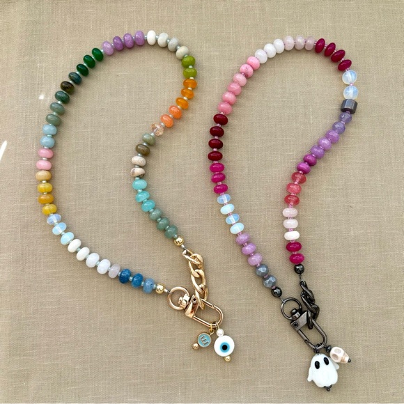 Trendy Rainbow 🌈 Gemstone Crystal Candy Necklace - Picture 8 of 12